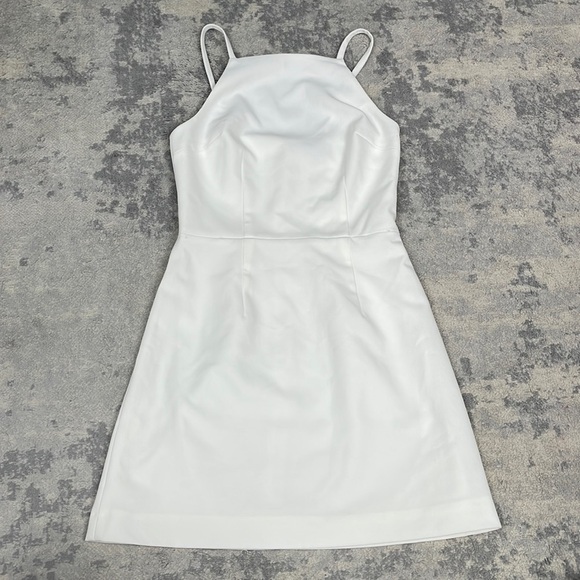 New French Connection Whisper Light Square Neck Mini Dress in White Sz 0 - Picture 5 of 12